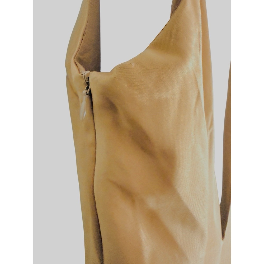NWT Zara Satin Slip Maxi Dress M Bronze Copper Cami Deep V Back Hidden Zipper - Picture 6 of 9
